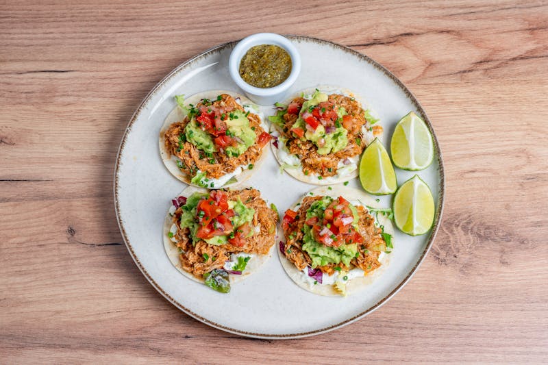 Grilled chicken street tacos with fresh salsa verde