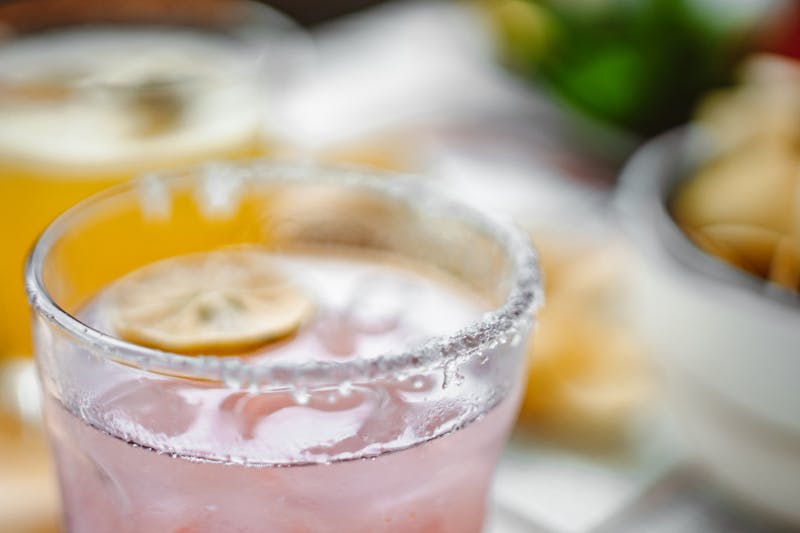 Hibiscus agua fresca with lime and mint